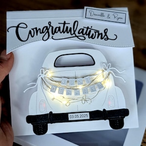 Personalized Luxury  Wedding card with mini LED lights| handmade | keepsake | with box| matching money wallet available