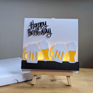 carte d'anniversaire personnalisée | bière d'anniversaire | carte lumineuse | papa| grand-père| petit ami | mari| uniques