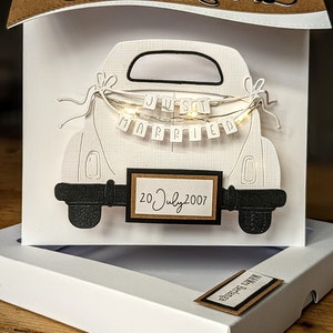Luxury Wedding Day card with mini LED lights| handmade | keepsake gift with box