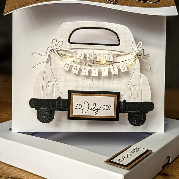 Carte de mariage de luxe avec mini lumières LED | fait main | cadeau souvenir avec boîte