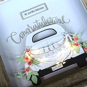 Personalized Wedding Shadow Box: Light-Up Gift for Couple