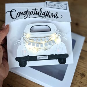 Carte de mariage de luxe avec mini lumières LED | fait main | cadeau souvenir avec boîte