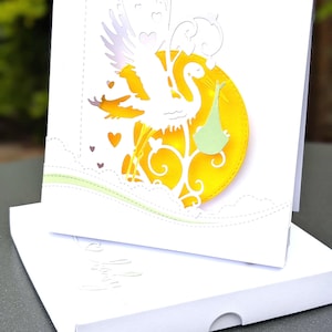 Tarjeta de bebé recién nacido, personalizada, hecha a mano, tarjeta de recuerdo con guirnalda de luces