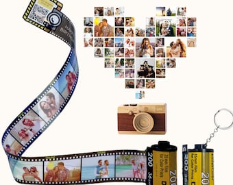 Custom Photo Film Roll Keychain, Personalized Photos Film Roll Keychain, Camera Film Roll Keyring, Birthday Mothers Fathers Anniversary Gift