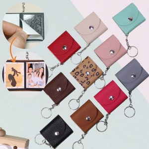 Mini Photo Keychain, DIY Small Custom Leather Memory Photo, Picture Keychains Personalized Album,for Family,Boyfriend, Couples,Friends,Gift