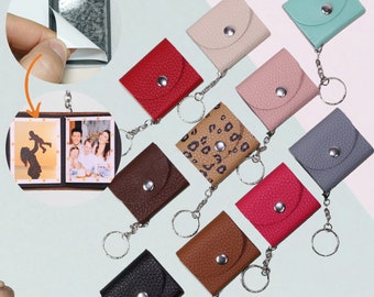 Mini Photo Keychain, DIY Small Custom Leather Memory Photo, Picture Keychains Personalized Album,for Family,Boyfriend, Couples,Friends,Gift
