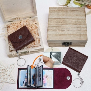 Chaveiro de foto de couro-presentes personalizados, mini chaveiro de álbum de fotos, presentes personalizados para o pai, primeiro presente do dia dos pais