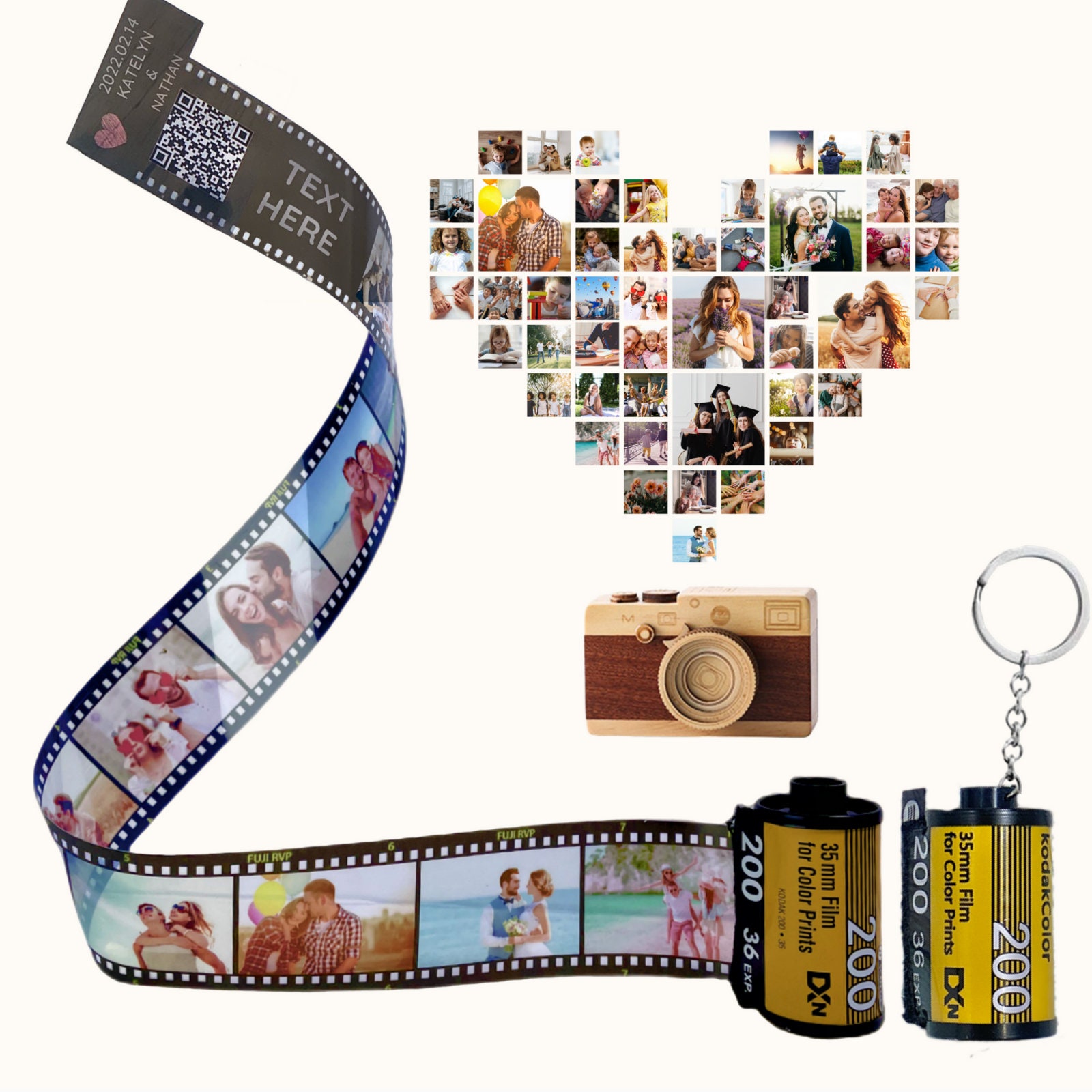Custom Camera Film Roll Keychain, Film Roll Keyring, Unique Photo Keychain, Engagement Anniversary Gift, Graduation Gifts, Gift for Her Him