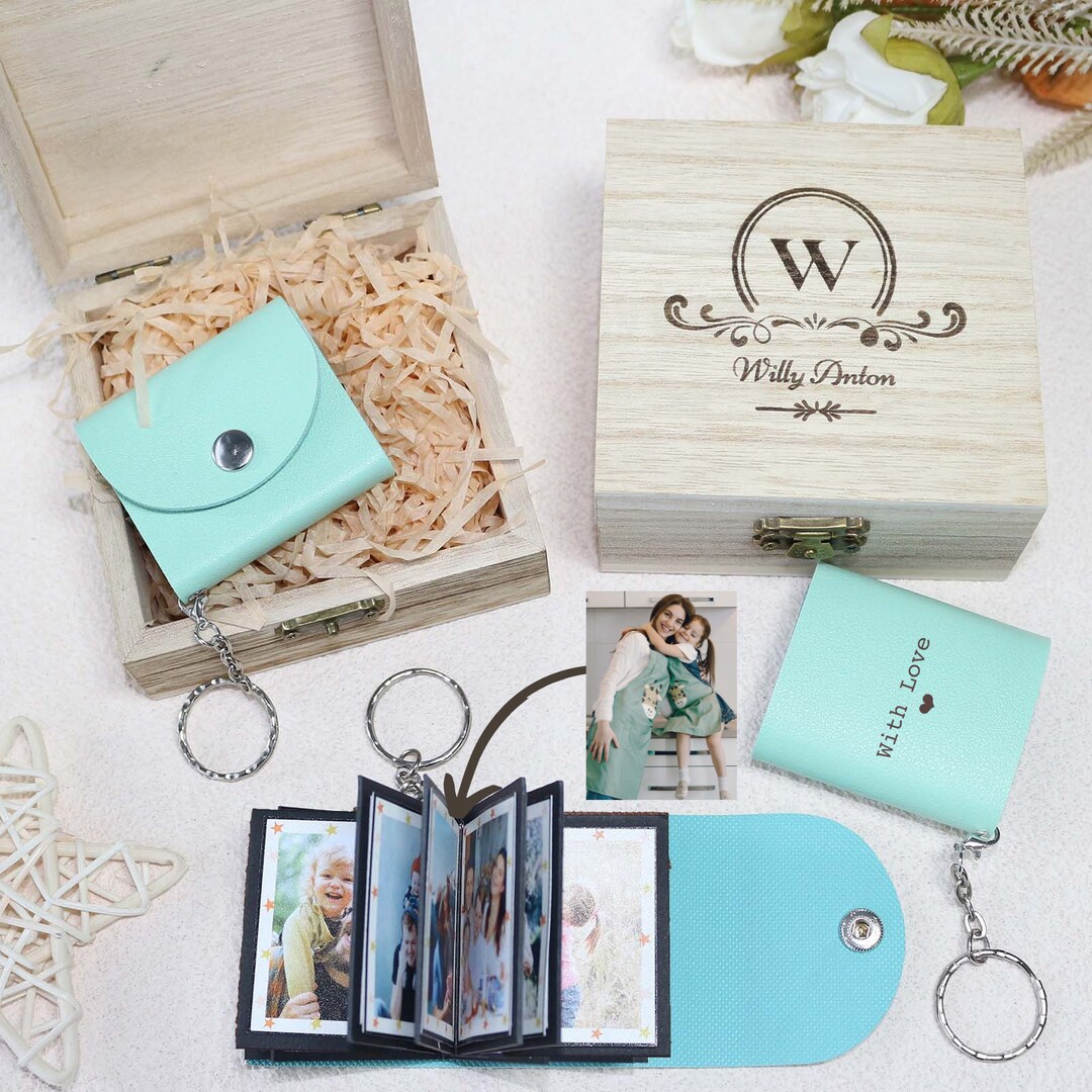 Personalized Leather Photo Album Keychain: Engraved Gift - Etsy