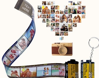 5-40 Personalized Photos Film Roll Keychain, Camera Film Roll Keyring For Lover Family Friend Teacher Birthday Graduation 2024 Memorial Gift