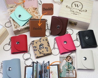 10 Photos Mini Album,Leather Keychain,Custom Photo Keychain,Personalized Keychain,Farewell/Anniversary/Birthday/Back To School/Couples/Gift