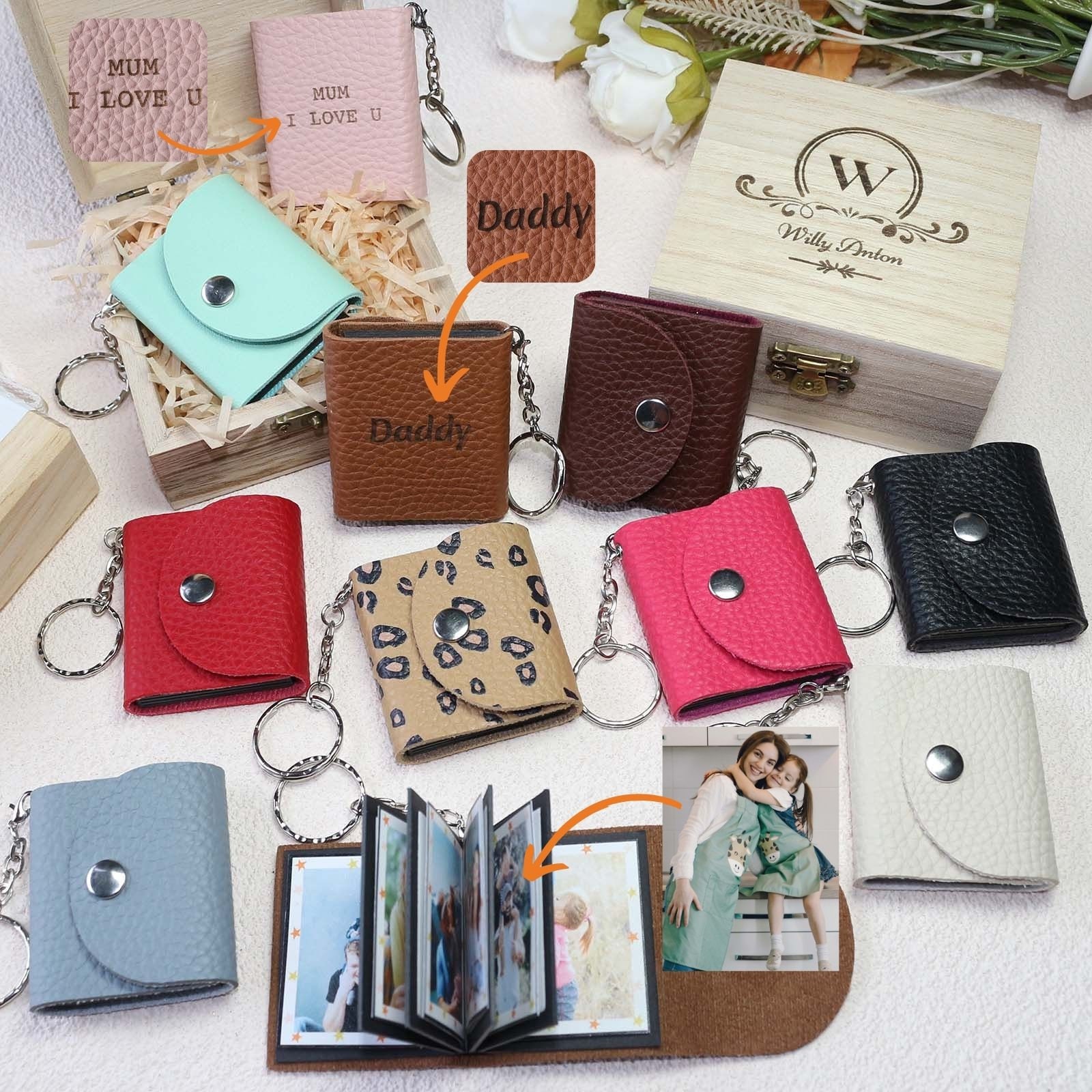 Mini Book Photo Album Leather Keychain - Personalized Gifts for Family  Friends