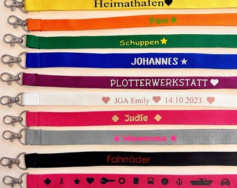 Schlüsselband Lanyard Kartenhalter bunt personalisiert Kindergeburtstag Mitgebsel JGA Fahrkarte Schlüssel Boot Party Ausweisband Einschulung