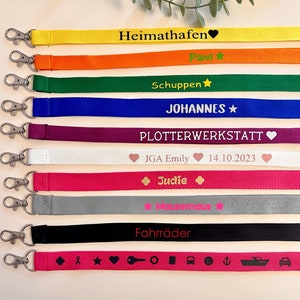 Schlüsselband Lanyard Kartenhalter bunt personalisiert Kindergeburtstag Mitgebsel JGA Fahrkarte Schlüssel Boot Party Ausweisband Einschulung Bild 1