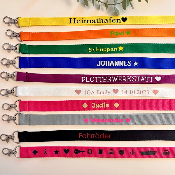 Schlüsselband Lanyard Kartenhalter bunt personalisiert Kindergeburtstag Mitgebsel JGA Fahrkarte Schlüssel Boot Party Ausweisband Einschulung