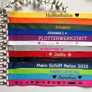 Schlüsselband Lanyard Kartenhalter bunt personalisiert Kindergeburtstag Mitgebsel JGA Fahrkarte Schlüssel Boot Party Ausweisband Einschulung