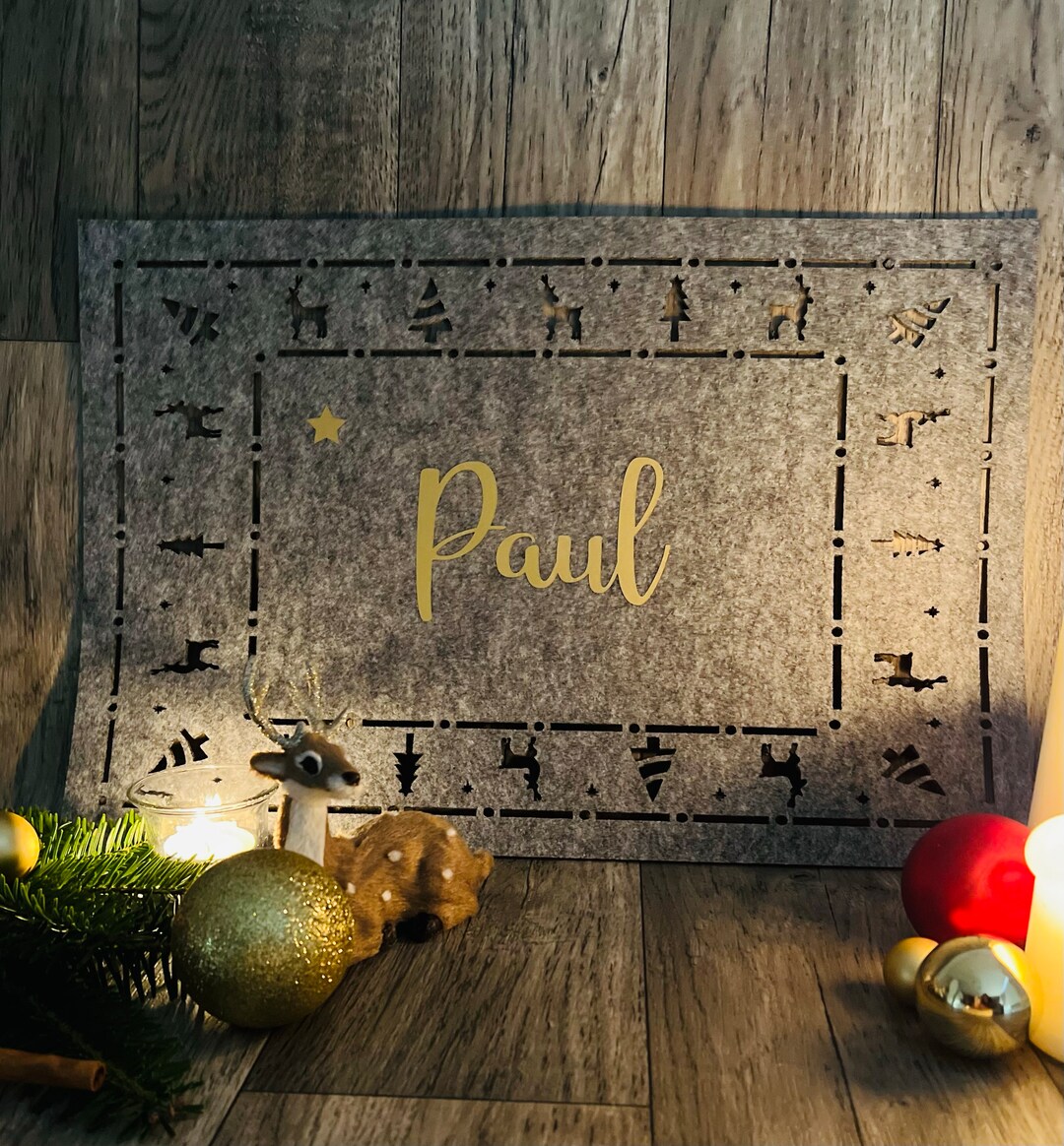 Placemat Placemat With Name Made of Felt Christmas Table Etsy