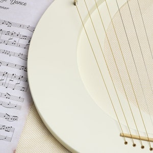 7 strings Lyre, mini wooden white moon harp, great music gift for children, for Lyre beginners image 3