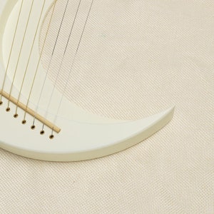 7 strings Lyre, mini wooden white moon harp, great music gift for children, for Lyre beginners image 4
