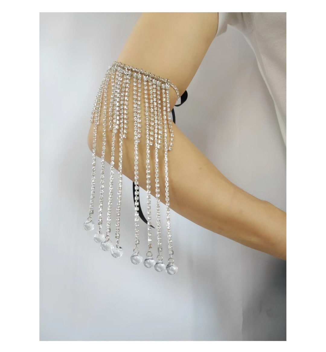 Rhinestone Upper Arm Ring Crystal Tassel Arm Bracelet Etsy