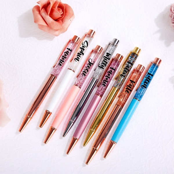 Personalised Fancy Pens, Glitter Personalised Pen, Rose Gold Bridesmaids Gifts, Pink Glitter Pen, Bridesmaid Gift, Wedding Favors