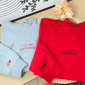 Custom Embroidered Couple Hoodies | Personalized Anniversary Hoodie | Valentines Day Gift for Her | Anniversary Gifts for Him