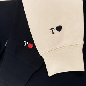 Custom Embroidered Initial Heart Couple Matching Hoodies | Anniversary Hoodie | Valentines Day gift for Her | Anniversary Gifts for Him