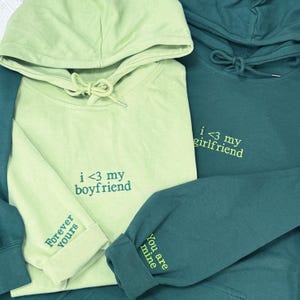 Personalized i love my girlfriend Hoodie | Embroidered Matching Anniversary Hoodies | Valentine Day Gift for Him | Gifts for Boyfriend