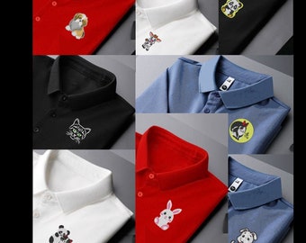 POLO TSHIRT TEE with embroidery of animals