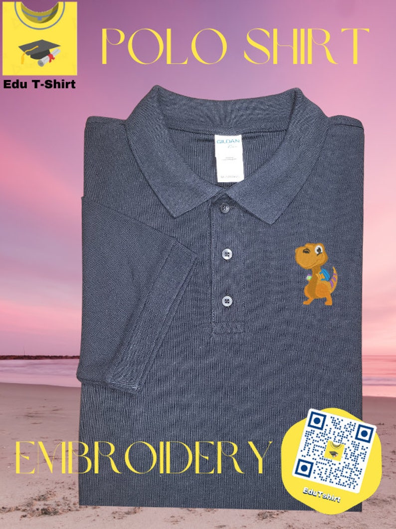 Casual Dinosaur Print Polo Shirt & Elastic Waist Shorts Set