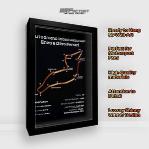 3D IMOLA Circuit Poster Italy Formula 1 Track Wall Art with Elevation Handmade Formula 1 Poster Racing Circuit 3d Race Track