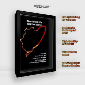 3D NURBURGRING Track Wall Art Edizione speciale per San Valentino con poster di pista da corsa fatto a mano Elevation Racing Circuit 3d