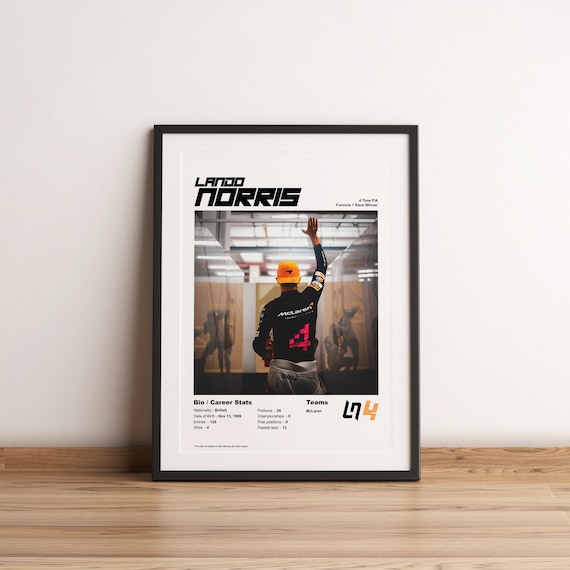 Lando Norris Retro McLaren Formula 1 Poster: Recycled Cotton Canvas Print