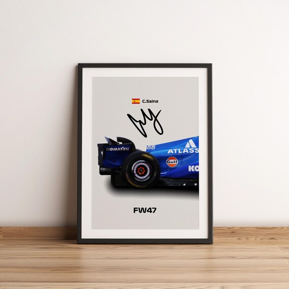 Carlos Sainz F1 Poster: Williams Formula 1 Art, Recycled Cotton Print