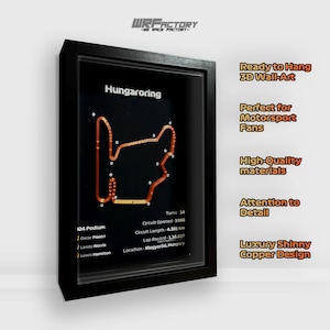 3D HUNGARORING Circuit Poster Hungary Formula 1 Track Wall Art with Elevation Handmade Formula 1 Poster Racing Circuit3d Race Track