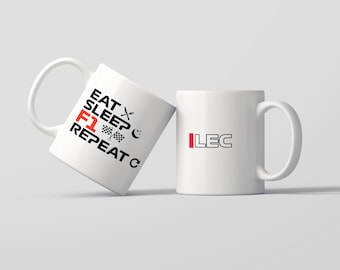 Eat Sleep F1 Powtórz FORMUŁĘ 1 Kubek do kawy z imieniem kierowcy