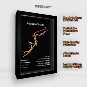 3D SUZUKA Circuit Japan F1 Track Wall Art with Elevation Handmade Formula 1 Australia Poster Lewis Hamilton Charles Leclerc