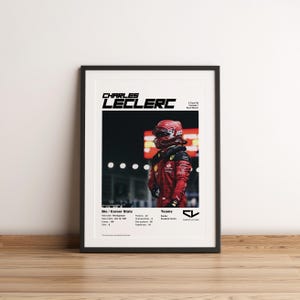 Charles LECLERC Retro Ferrari FORMULA 1 Wall POSTER Canva Print A4 A3 A2 A1 Size, F1 Wall Art, Formula 1 Poster, Formula 1 Canva, F1 Print
