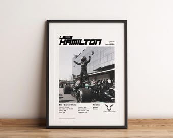 Lewis Hamilton F1 Poster: Retro Mercedes Formula 1 Art