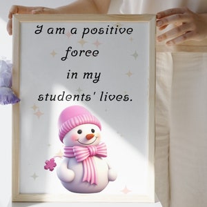 Cartes d'affirmation de Noël, mantras des fêtes, ondes positives pour les enseignants, affirmations, cartes d'encouragement pour les enseignants,