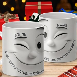 3D Cartoon Becher Zwinkerndes Gesicht Lustige Kaffeetasse für Kaffeeliebhaber Motivierendes Weihnachtsgeschenk Lustige Tassen