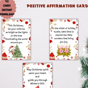 Tarjetas de Afirmación Navideña para Niños: Regalo de Inspiración Navideña Positiva con Citas de Amor Propio y Motivación, Diseños Navideños Festivos