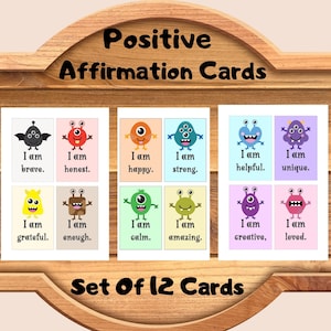 Tarjetas de afirmaciones positivas para niños, para fomentar la confianza y la atención plena a diario, baraja que fomenta la autoestima como regalo.