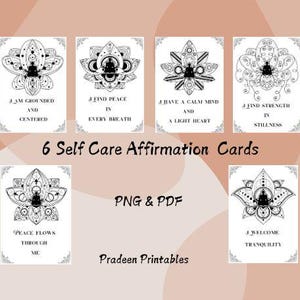 Afirmaciones de autocuidado, positividad para colorear, tarjetas de afirmación imprimibles para niños y adultos, atención plena, meditación