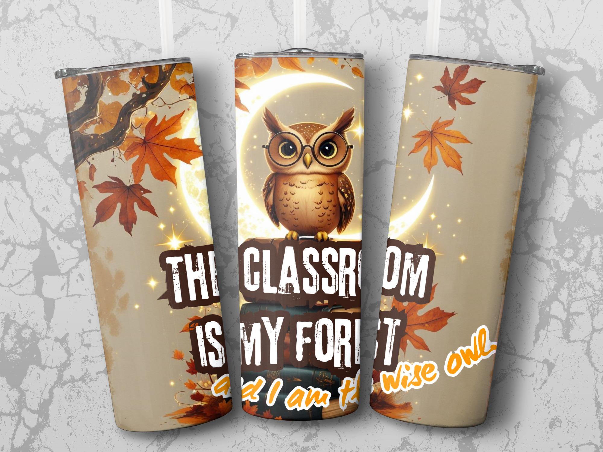 Wise Owl Teacher Tumbler Wrap PNG | Halloween 20oz Straight and Tapered | Digital Download