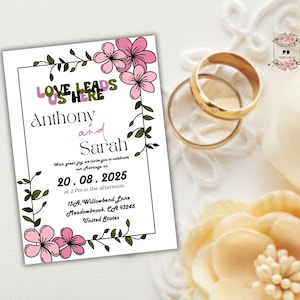 Bearbeitbares Sakura-Blumen-Hochzeitseinladungsvorlagen-Set - DIY druckbare Einladungen, Antwortkarten & Save the Date-Karten für kostengünstige Hochzeiten