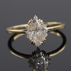 14k Oval Moissanite Engagement Ring: Vintage Art Deco Halo, 1.50 Ct