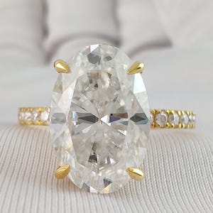 3.5 CT Oval Cut Lab Grown Engagement Ring IGI Certified Diamond Ring Hidden Halo Pave Diamond Ring Anniversary Ring Promise Ring For Her