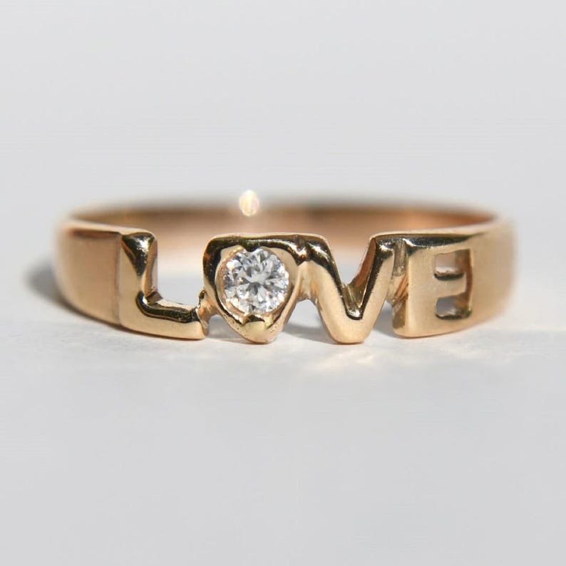 LOVE Diamond Ring 4MM Round Moissanite Ring | Lab Grown Diamond Love ...