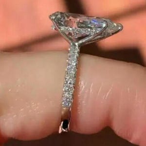 2.5 CT Pear Moissanite Ring, Hidden Halo Engagement Ring, 14K Solid Gold Teardrop Ring, Lab Grown Diamond Wedding Bridal Ring Gift For Her
